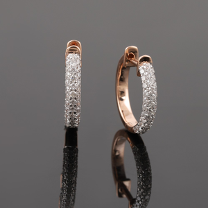 18kt rose gold diamond bali earrings
