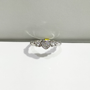 Silver 92.5 heart shape diamond fancy ring