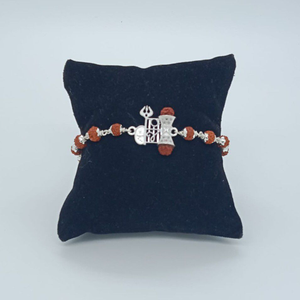 Shiv Design In Silver Rudraksh Rakhi