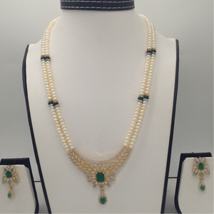 White;green cz pendent set with 2 line fl