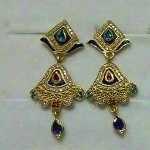 916 Gold CZ Diamond Ladies Earring 