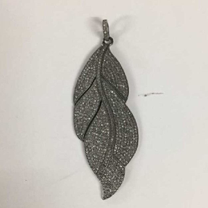 Silver Diamond Leaf Pendant