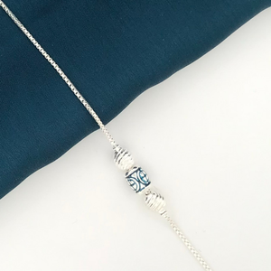 925 Silver Blue Design Rakhi