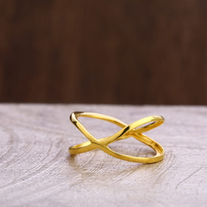 916 Gold CZ Designer Ladies Plain Ring LPR298