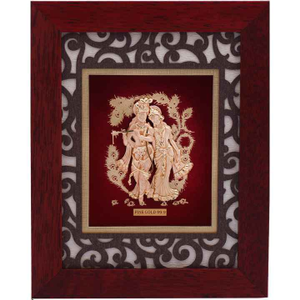 Beautiful Radha Krishna Frame In 24K Gold Foi