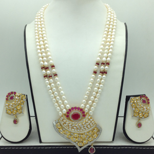 White Red&nbsp;Cz&nbsp;Pendent Set With 3&nbsp;Line White