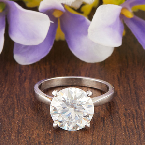 2.60ct Round Moissanite Silver Ring for valen