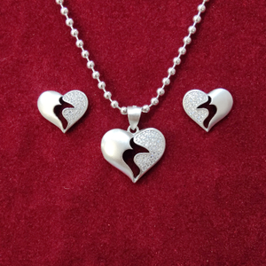 925 silver heart shape chain pendant set