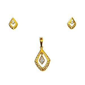 22K Gold Matte Finish Designer Pendant Set MG