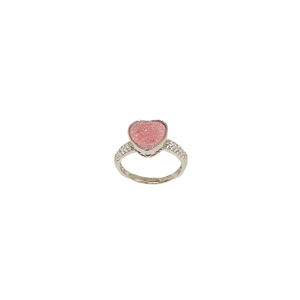 Heart Shape Pink Stone 925 Sterling Silver Ri
