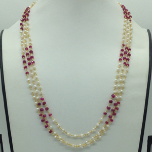 Red Beeds&nbsp;and Pearls 3&nbsp;Line Taar Mala JSS01