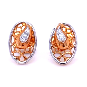 Oval delicate rose gold trellis diamond earri