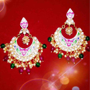 Chand Shape Pearls Antique Earrings