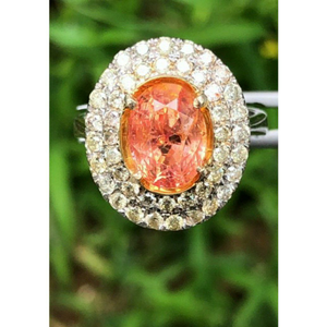 Padparadscha mounted on a white gold ring