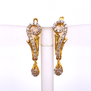 22k Yellow Gold CZ Dazzling Bali Earrings
