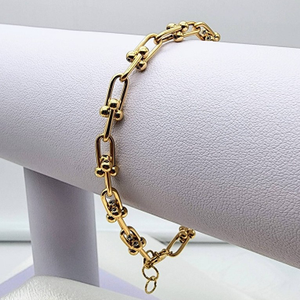 18 Kt Yellow Gold U-Shaped Link Handmade Men'