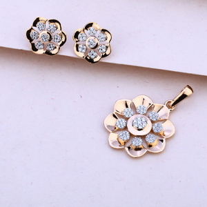 18CT Rose Gold Diamond Designer  Pendant Set 