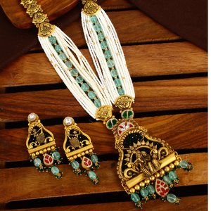 temple design with white pearls long set