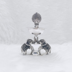Real silver deepak with elephant base in anti