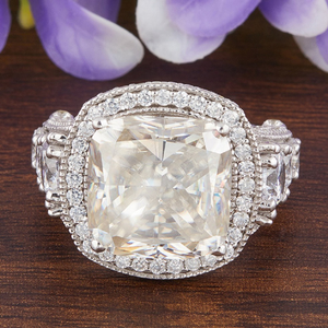 10.43ct Cushion Cut Moissanite Diamond Ring f