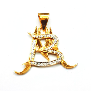 22K Gold CZ Diamond MB Monogram Pendant MGA -