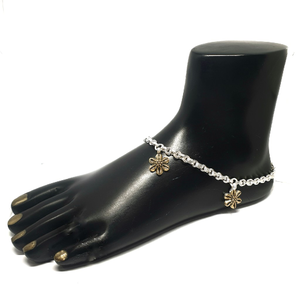 Flower Shape Fancy Silver Anklet Payal MGA - 