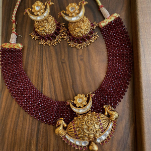 22kt/ 916 gold real kamp agate beads necklace