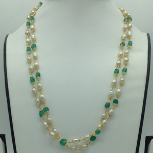 Green beeds and pearls 2 line taar mala jss