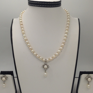 White cz and pearls pendent set with button