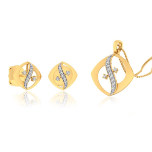 22k gold cz shiny spring pendant set