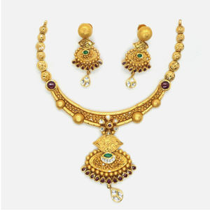 916 Gold Antique Wedding Necklace Set RHJ-494