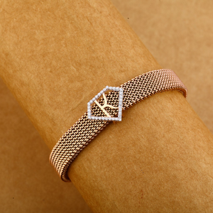 750 Rose Gold Men's Fancy Leather Bracelet ML