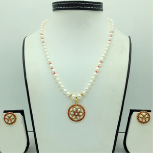 Pearl,Coral Pendent Set With 1 Line Oval P