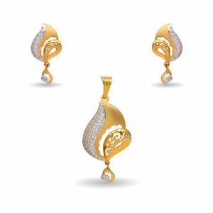 Trandy CZ 22k Gold Pendant Set