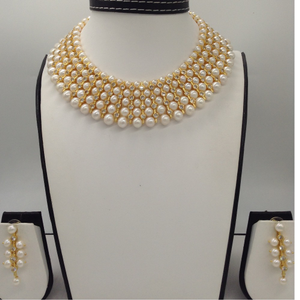 White Pearls and White CZ Patti 5 Layers Pat