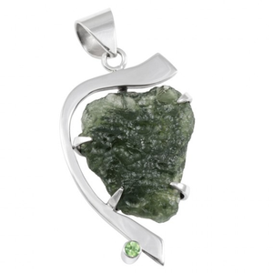 Silver Crystal With Gemstone Pendant