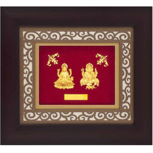 Laxmi ganeshji carving frame in 24k gold mga-