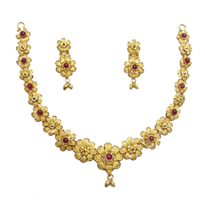 916 Gold Multi Flowers Necklace Set MGA - GN0