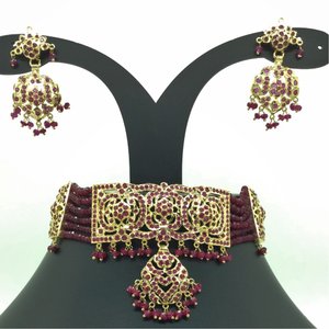 Red Ruby&nbsp;Amritsar Choker&nbsp;Set With 6&nbsp;Line R