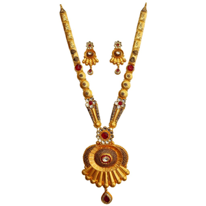 22k gold antique bridal long necklace set mga
