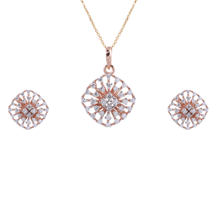 18K Rose Gold Lab Grown Diamond Pendant Set F
