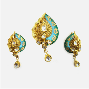 22KT Gold Antique Meenakari Pendant Set RHJ-3