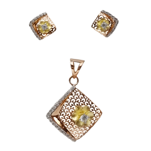 Flower Studded On Rectangle 18K Rose Gold Pen