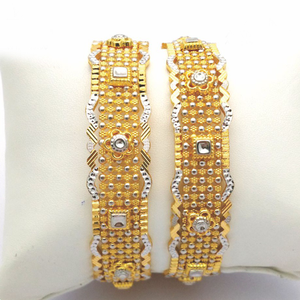 Gold hallmark plain + jali + polki bangle - s