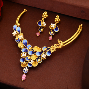 916 Gold Peacock Design Necklace Set