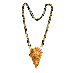 22k Gold Golden Flower 3 Line Mangalsutra MGA
