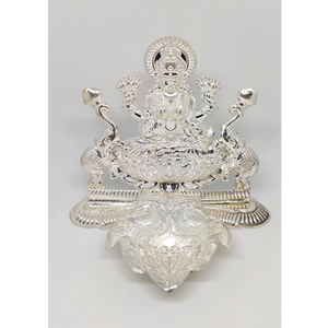 Silver goddess lakshmiji with divi stand