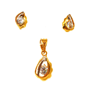 22k gold solitaire diamond pendant set mga - 