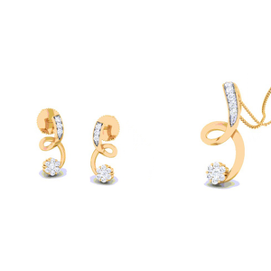 ribbon diamond pendant set