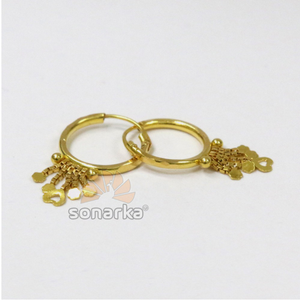 22k gold ladies dangling heart earrings by so